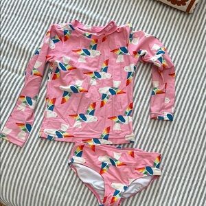 Hanna Andersson Pink Rashguard Swim Set Size 6-7